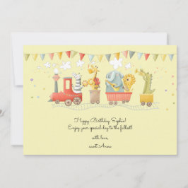 野生動物の子供との音楽列車ハッピーバースデー シーズンカード