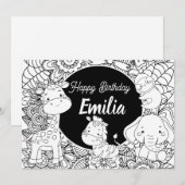 野生動物の子供の誕生日フローラ着色 シーズンカード (正面/裏面)