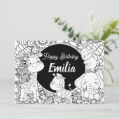 野生動物の子供の誕生日フローラ着色 シーズンカード (スタンド正面)