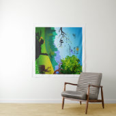 野生動物の少女とリス タペストリー (インサイチュ(横))