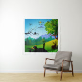 野生動物の少女とリス タペストリー (インサイチュ)