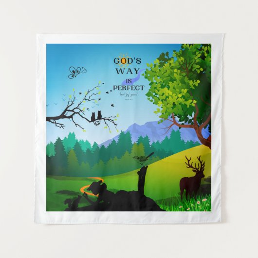 野生動物の少女とリス タペストリー (正面)