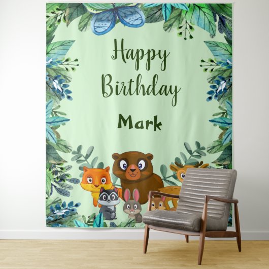 野生動物の森の緑の背景 タペストリー (インサイチュ)