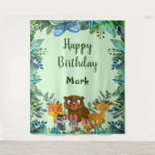 野生動物の森の緑の背景 タペストリー (正面)