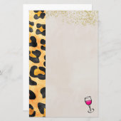 野生動物の模様とワイン 便箋 (正面/裏面)