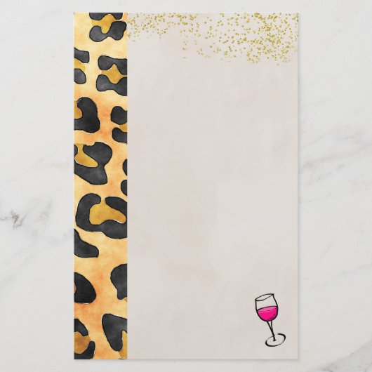 野生動物の模様とワイン 便箋 (正面)