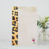 野生動物の模様とワイン 便箋 (スタンド正面)