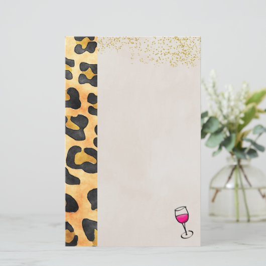 野生動物の模様とワイン 便箋 (スタンド正面)