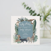 野生動物の水色の熱帯ブルーベビーシャワー 招待状 (スタンド正面)