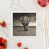 野生動物の牛の象の写真 スタンダードカクテルナプキン (インサイチュ)