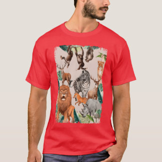 野生動物の男の子と女の子の友達 Tシャツ