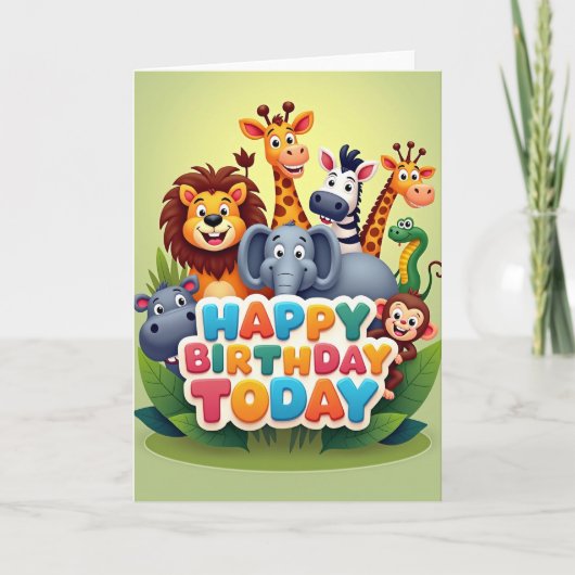野生動物の誕生日カード カード (正面)