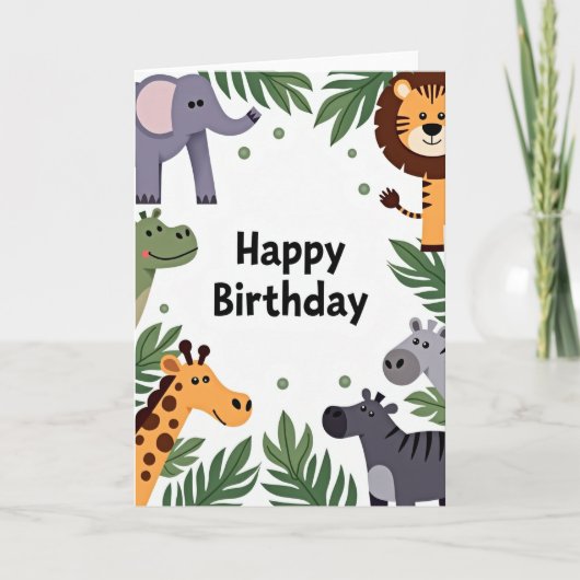 野生動物の誕生日カード カード (正面)