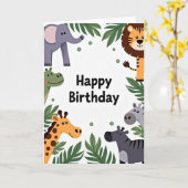 野生動物の誕生日カード カード (黄色い花)