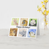 野生動物の誕生日カード カード (黄色い花)