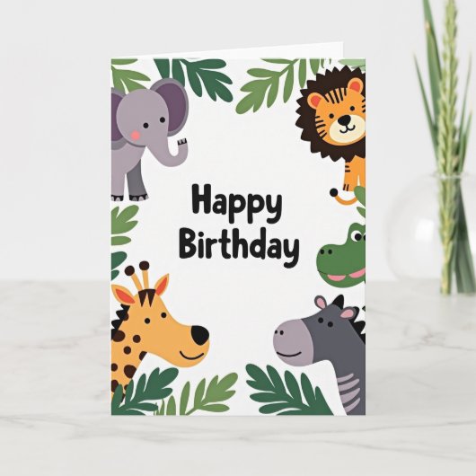 野生動物の誕生日カード カード (正面)