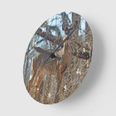 野生動物の鹿の森の写真 ラウンド壁時計 (傾斜)