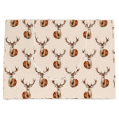 野生動物の鹿の水色 ラージペーパーバッグ (正面)