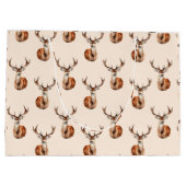 野生動物の鹿の水色 ラージペーパーバッグ (裏面)