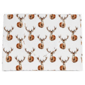 野生動物の鹿の頭水色 ラージペーパーバッグ (正面)