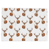 野生動物の鹿の頭水色 ラージペーパーバッグ (裏面)