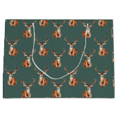 野生動物の鹿の頭水色 ラージペーパーバッグ (正面)