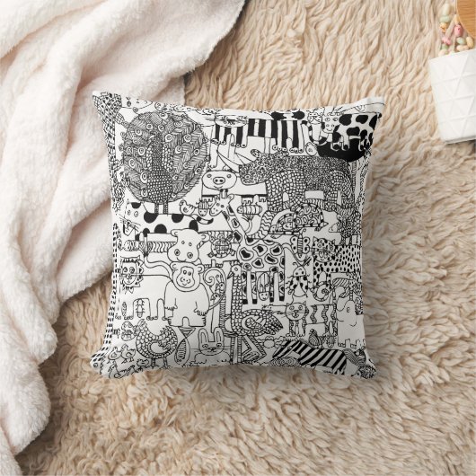 野生動物の黒と白のサファリの例証 クッション (ブランケット)