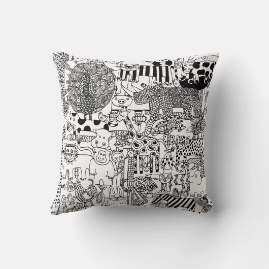 野生動物の黒と白のサファリの例証 クッション (裏面)