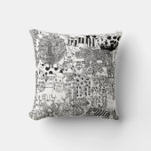 野生動物の黒と白のサファリの例証 クッション (正面)