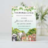 野生動物をテーマにした男の子の赤ちゃんシャワー招待状 出欠カード (スタンド正面)