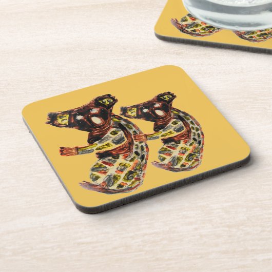 野生動物アボリジナル・アート・コアラ・ベアーズ コースター (左側)