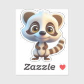 野生動物アライグマの森の動物マンガグラフィック シール (シート)