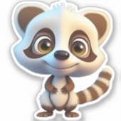 野生動物アライグマの森の動物マンガグラフィック シール (正面)