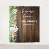 野生動物ウェルカムベビーシャワーサファリ素朴ファリ タペストリー (正面)