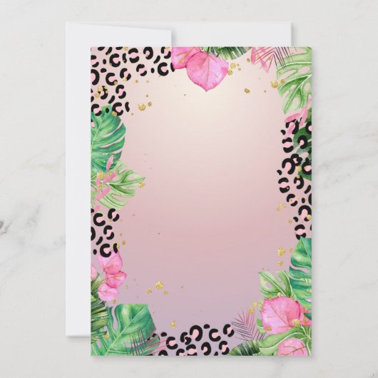 野生動物ウッドトロピカルフラワー誕生日 招待状 (裏面)