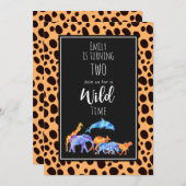 野生動物オンエキゾチックなチータープリント誕生日 招待状 (正面/裏面)