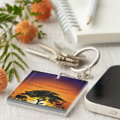野生動物オンサバンナサンセットキーチェーン キーホルダー (正面右)
