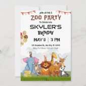 野生動物キッズズズーパーティー誕生日招待状 招待状 (正面)