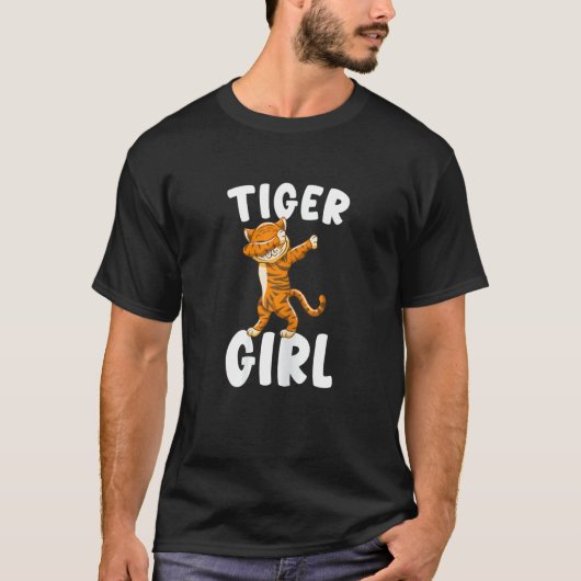 野生動物キッズタイガーガール Tシャツ (正面)