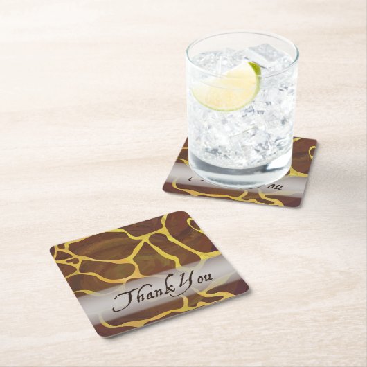 野生動物キリンありがとう スクエアペーパーコースター (インサイチュ)