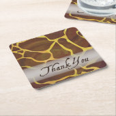 野生動物キリンありがとう スクエアペーパーコースター (アングル)