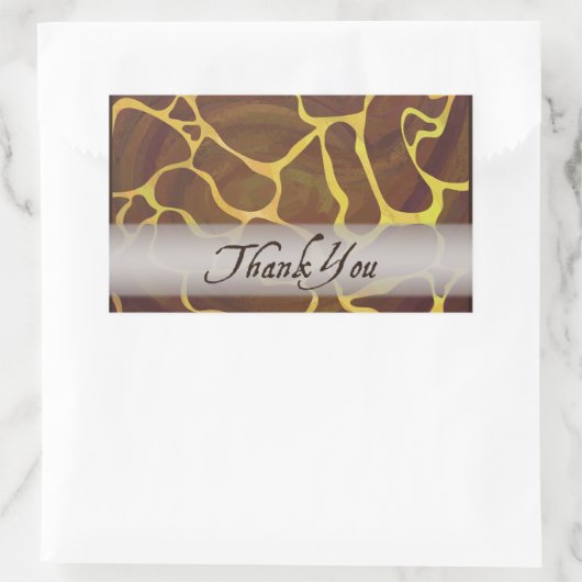 野生動物キリンありがとう 長方形シール (バッグ)