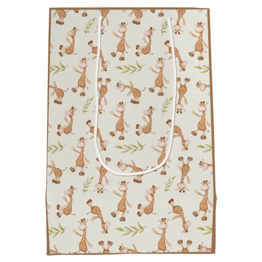 野生動物キリンの子供 ミディアムペーパーバッグ (裏面)