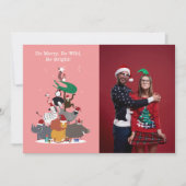 野生動物クリスマスツリーフラットホリデーカード シーズンカード (正面)