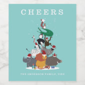 野生動物クリスマスツリーホリデー ワインラベル (シングルラベル)