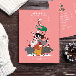 野生動物クリスマスツリー シーズンポストカード