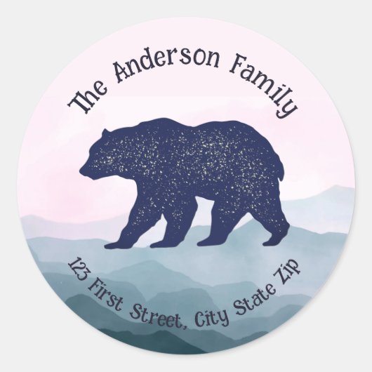 野生動物グリズリーベア自然アート ラウンドシール (正面)