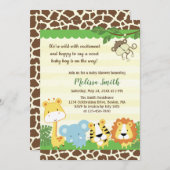 野生動物サファリジャングルベビーシャワー招待状 招待状 (正面/裏面)