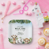 野生動物サファリベイビーシャワー ペーパープレート (パーティー)