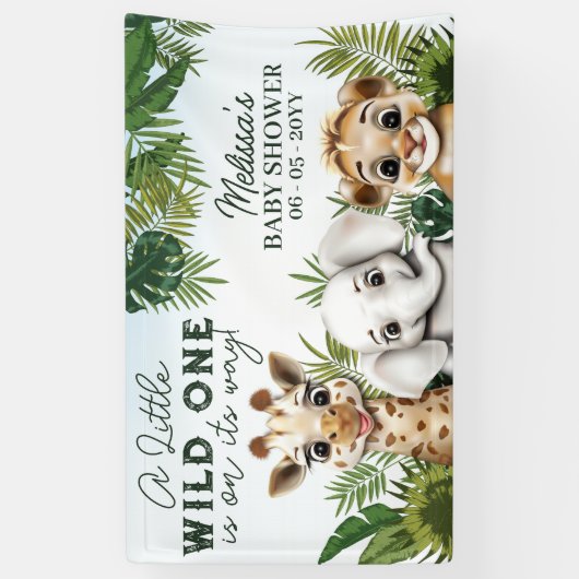 野生動物サファリベイビーシャワー 横断幕 (縦)